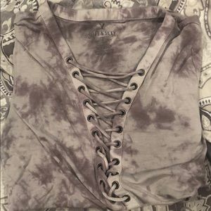 American Eagle tie die shirt. Size xs. Low v neck